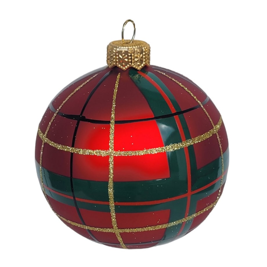 Bombka szklana 4 szt. SZKOCKA KRATKA Ø 120 mm