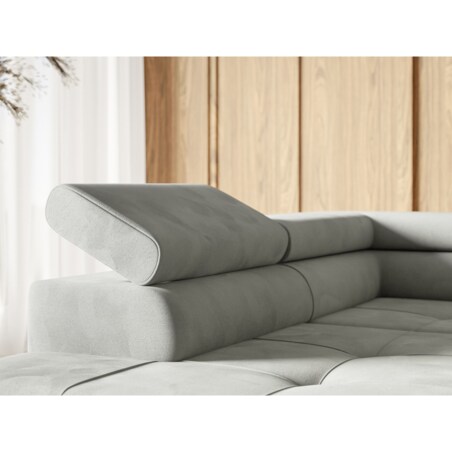 Narożnik rozkładany MERY L z regulowanymi zagłówkami na srebrnych nóżkach