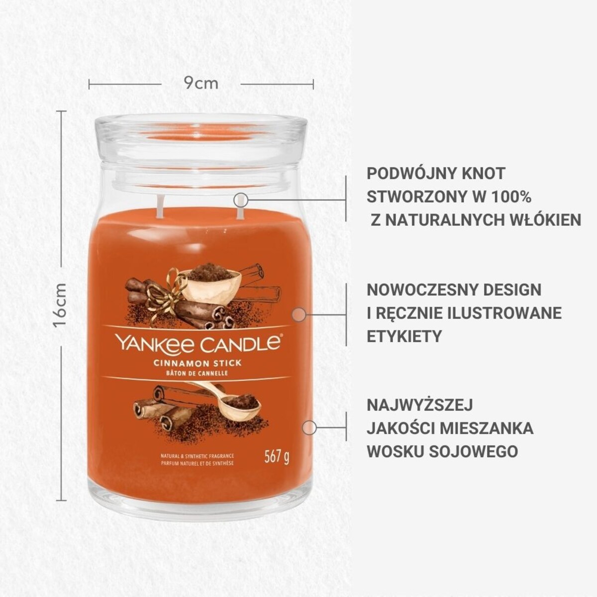 YC SIGNATURE – Świeca duża CINNAMON STICK