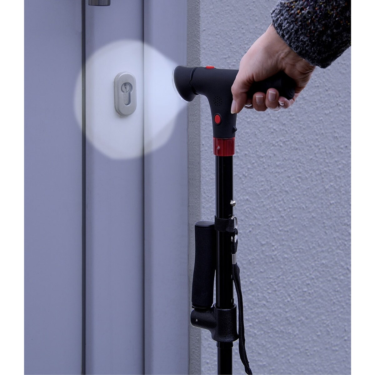 Wielofunkcyjna laska z funkcją LED i stabilizacją