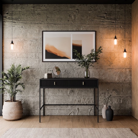 Konsola MIDNIGHT z szufladami na czarnym stelażu, czarna