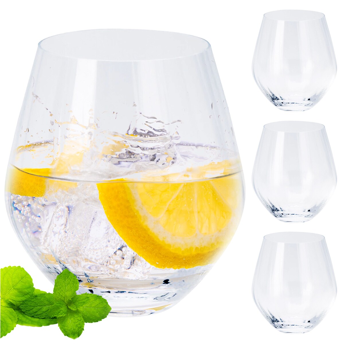 4X Szklanki Kryształowe Do Whisky Napojów Drinków Prezent 400 Ml Komplet Zestaw Szklanek