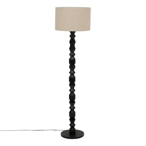 Lampa podłogowa, toczona, czarna podstawa, Yulia, 150 cm
