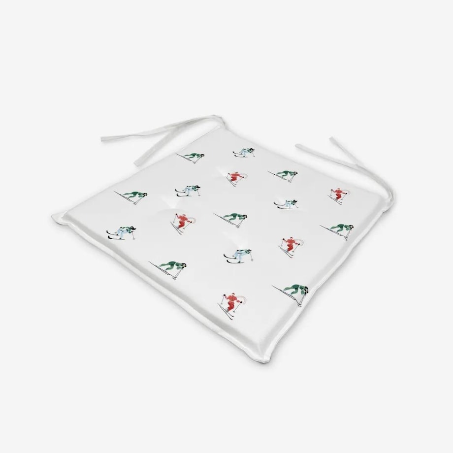 Poduszka świąteczna na krzesło - Kolorowi narciarze