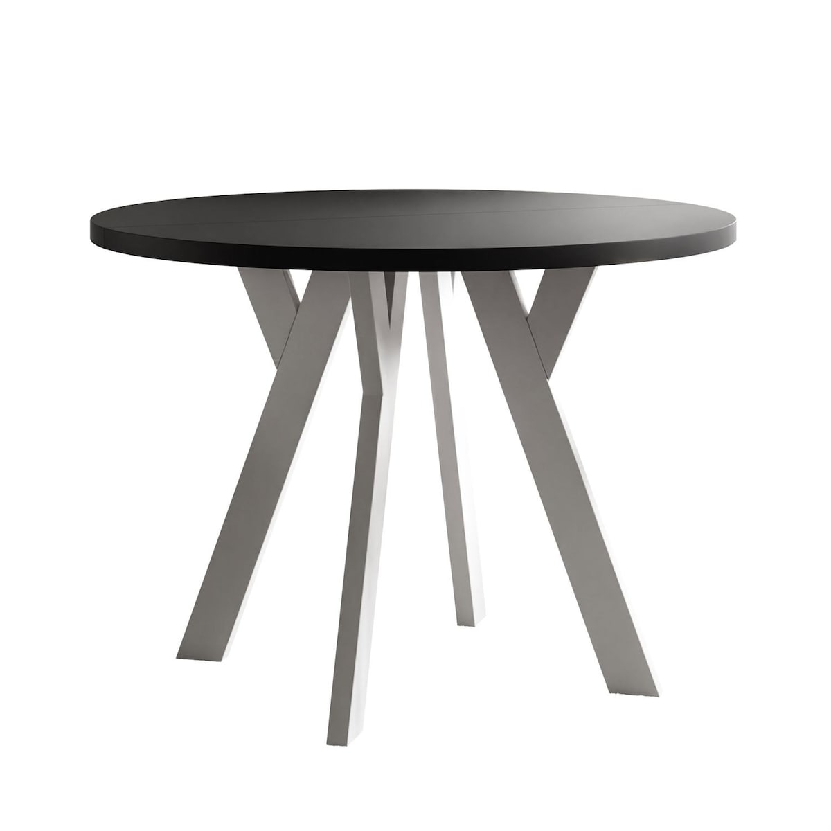 Okrągły stół rozkładany VOLTA MATT, nogi białe, blat czarny