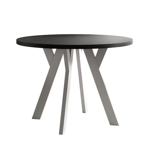 Okrągły stół rozkładany VOLTA MATT, nogi białe, blat czarny