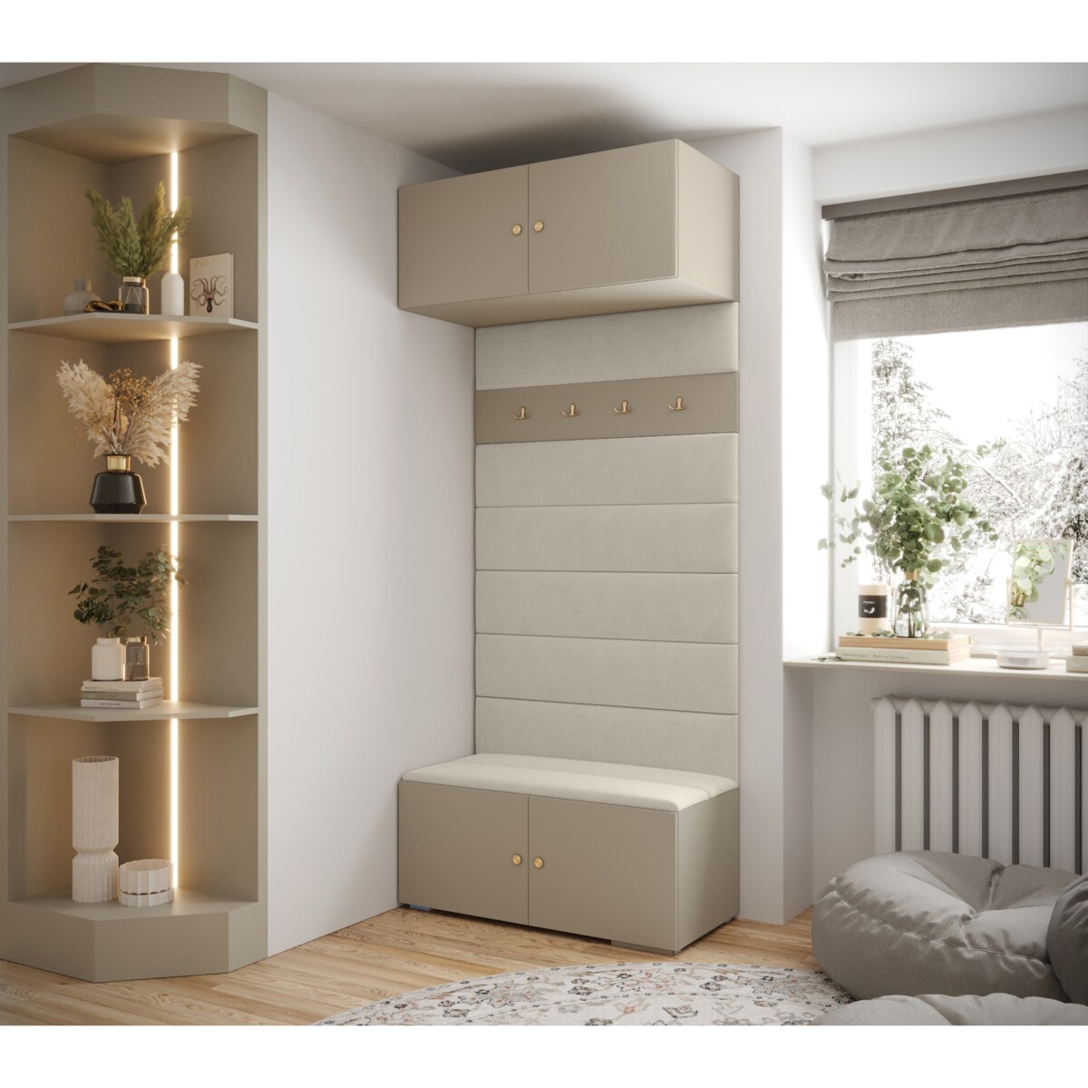 Garderoba do przedpokoju INOVA 2 kaszmir+złoty+manila02