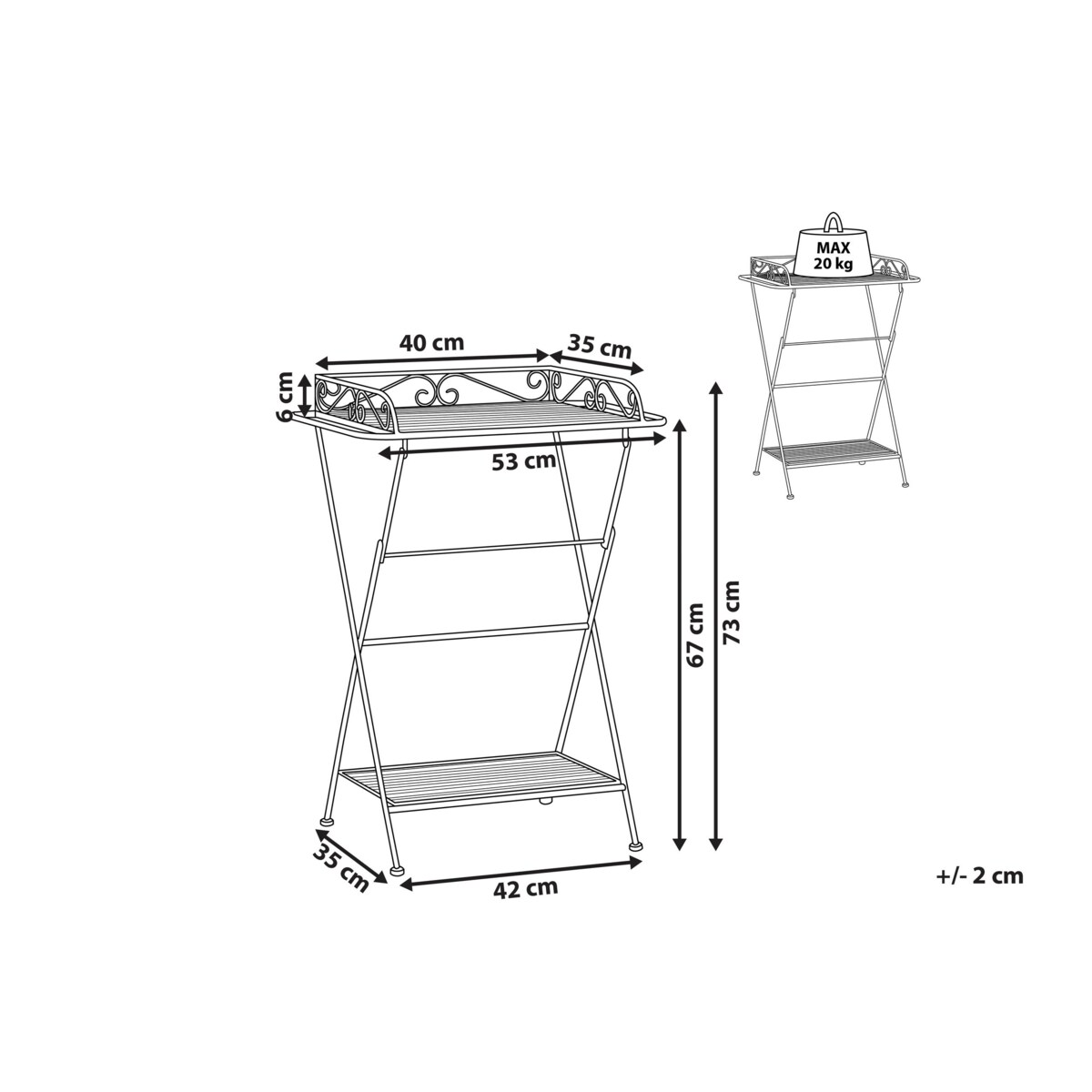 Stolik pomocniczy metalowy czarny ANCUD