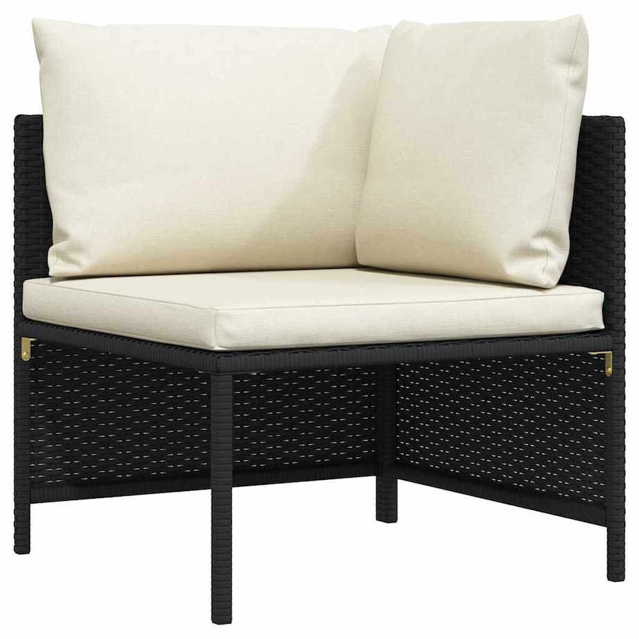 vidaXL Narożna sofa modułowa z poduszką, polirattan, czarna