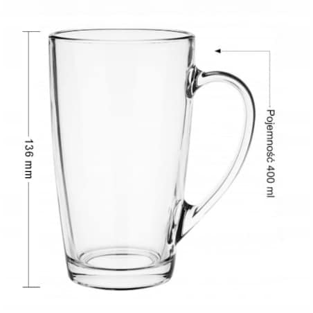 Wysoki Kubek Szklany Szklanka z Uchem 400 ml 6 szt na Kawę Herbatę Latte