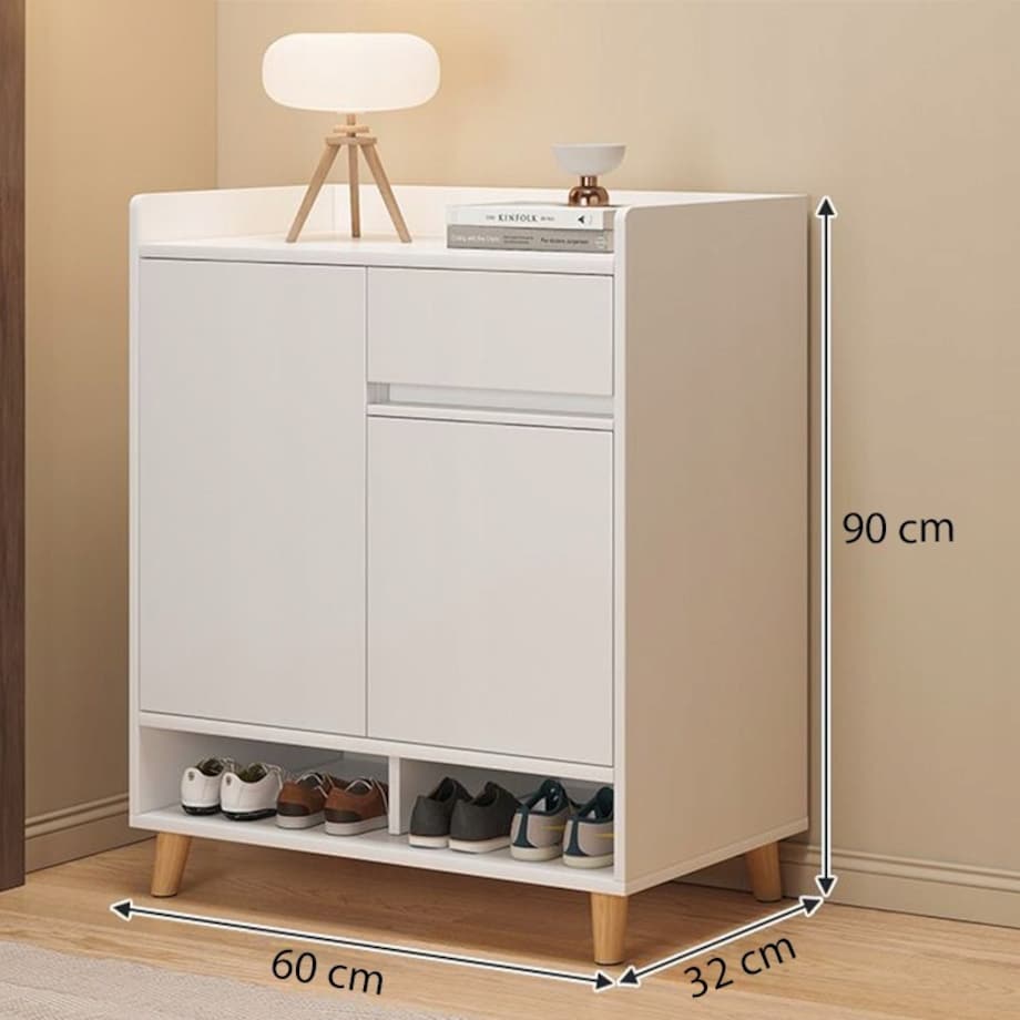Nowoczesna komoda szafka biała pojemna miejsce na buty 60 cm z szufladą