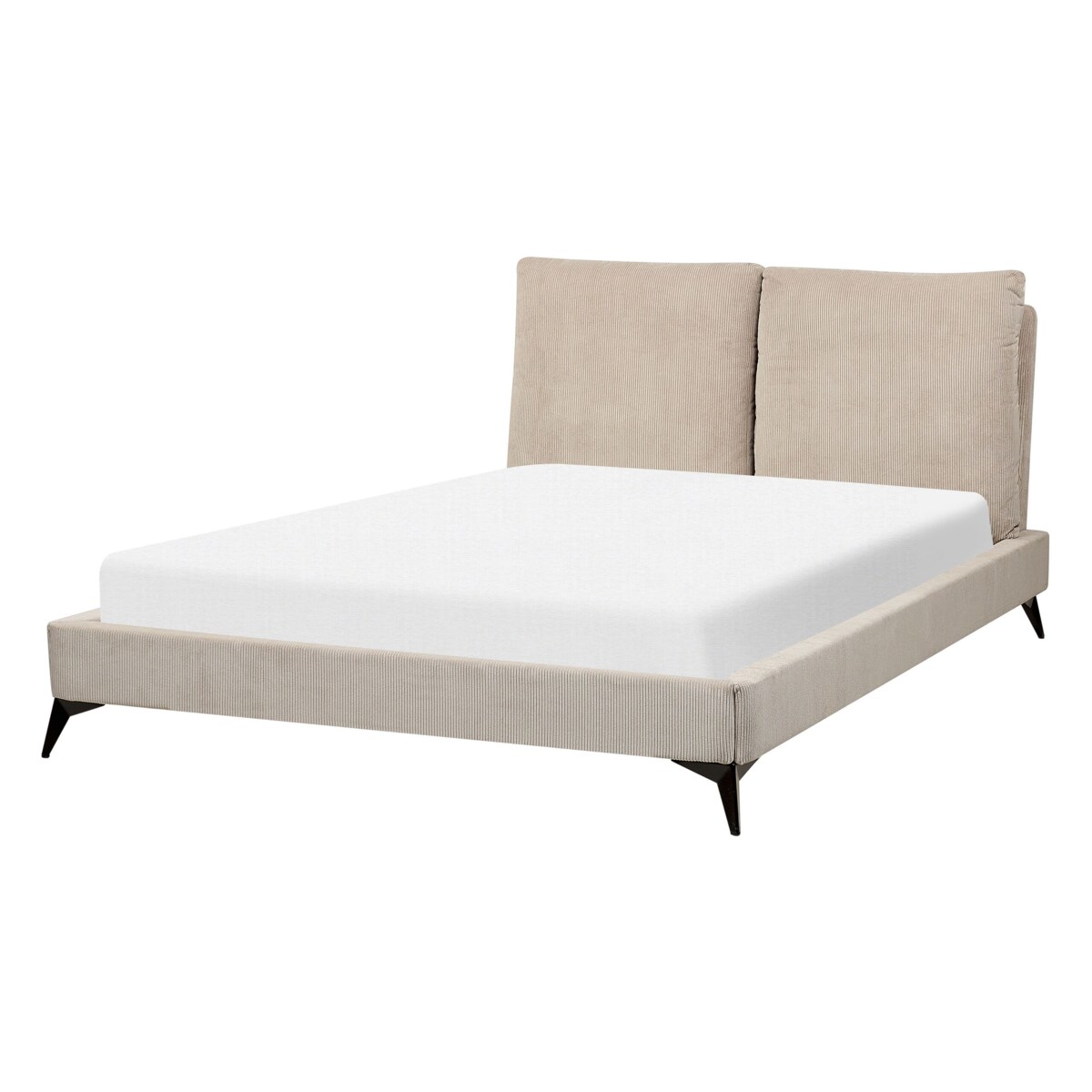 Łóżko sztruksowe140 x 200 cm beżowoszare MELLE