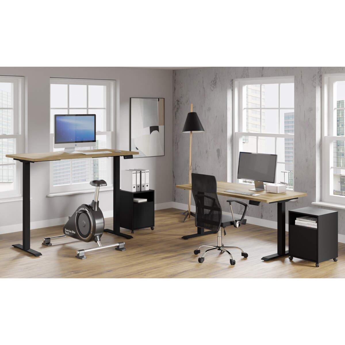 Biurko elektryczne z regulacją BIMotion 2S 160x80 czarny/dąb