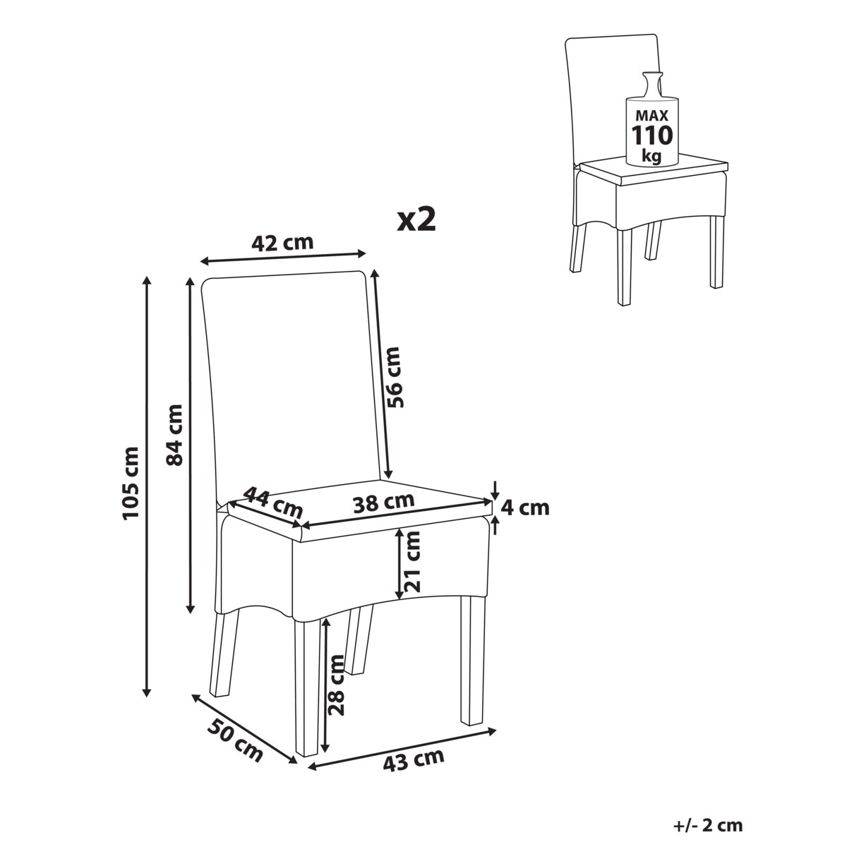 Zestaw 2 krzeseł do jadalni ANDES Rattan Czarny