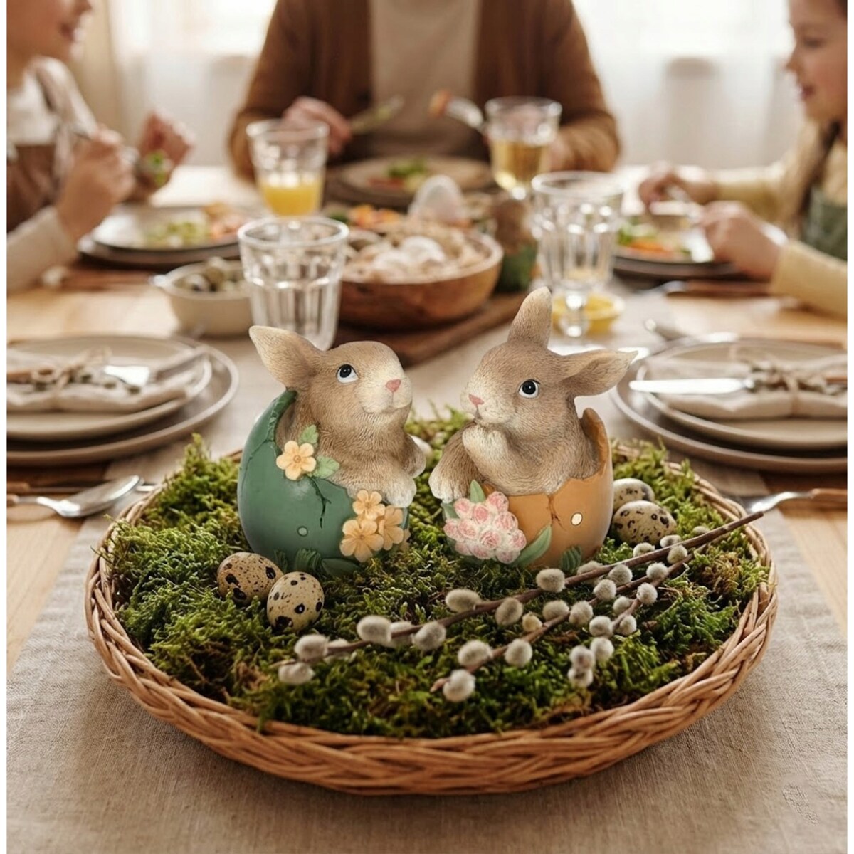 ZAJĄC WIELKANOCNY FIGURKA JAJKO 2 szt. NA WIELKANOC PREZENT ZAJĄCZEK JAJO