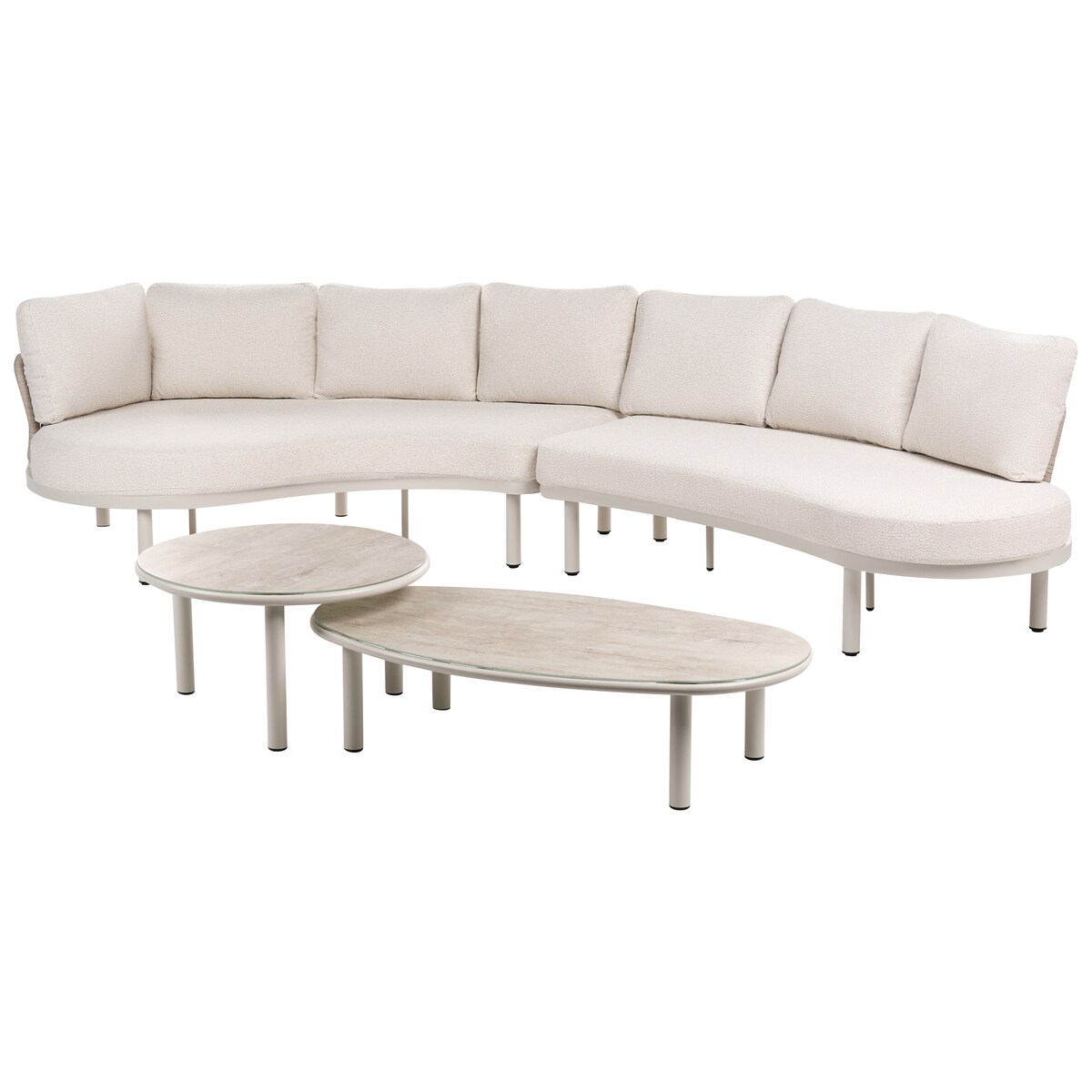 Sofa ogrodowa dla 6 osób ORIOLO ze stolikami Metal Jasnobeżowy