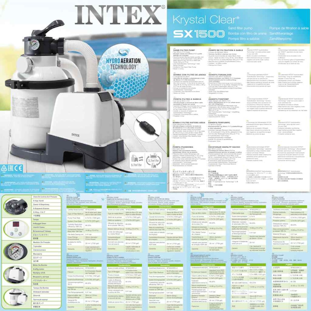 Intex Pompa z filtrem piaskowym Krystal Clear, 26644GS, 4,5 m³/h