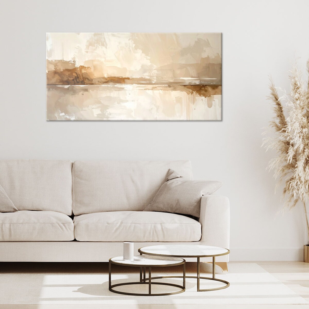 Obraz do salonu sypialni biura spa, Nowoczesna Pastelowa Abstrakcja w kolorach beżu 120x60 cm