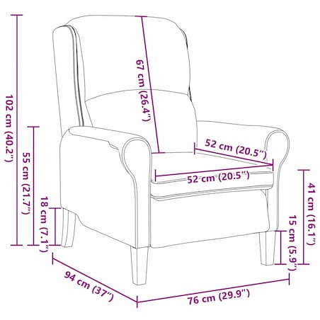 vidaXL fotel Niebieski 76 x 94 x 102 cm Aksamit