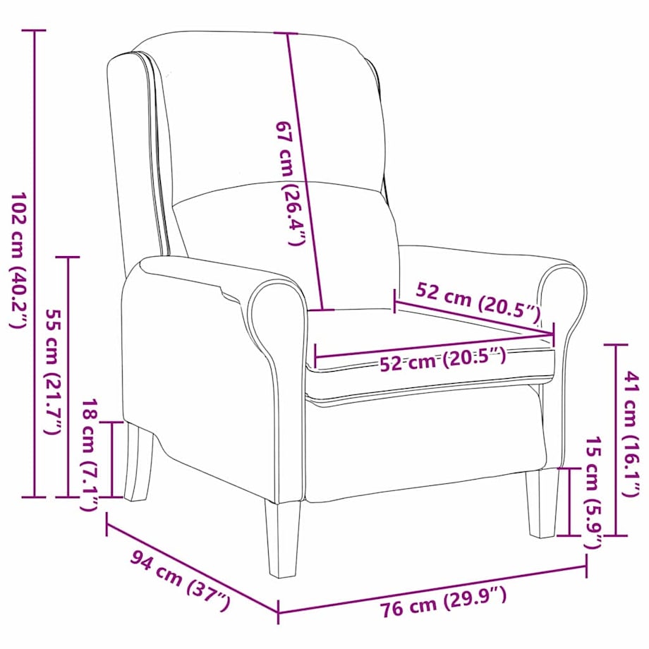 vidaXL fotel Niebieski 76 x 94 x 102 cm Aksamit