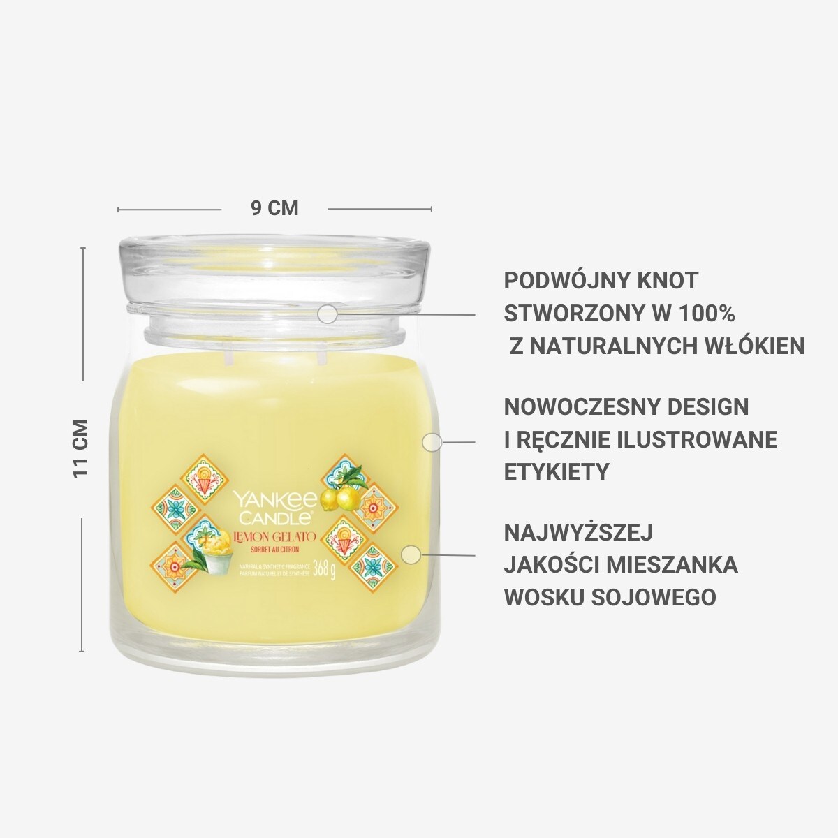 YC SIGNATURE – Świeca średnia LEMON GELATO