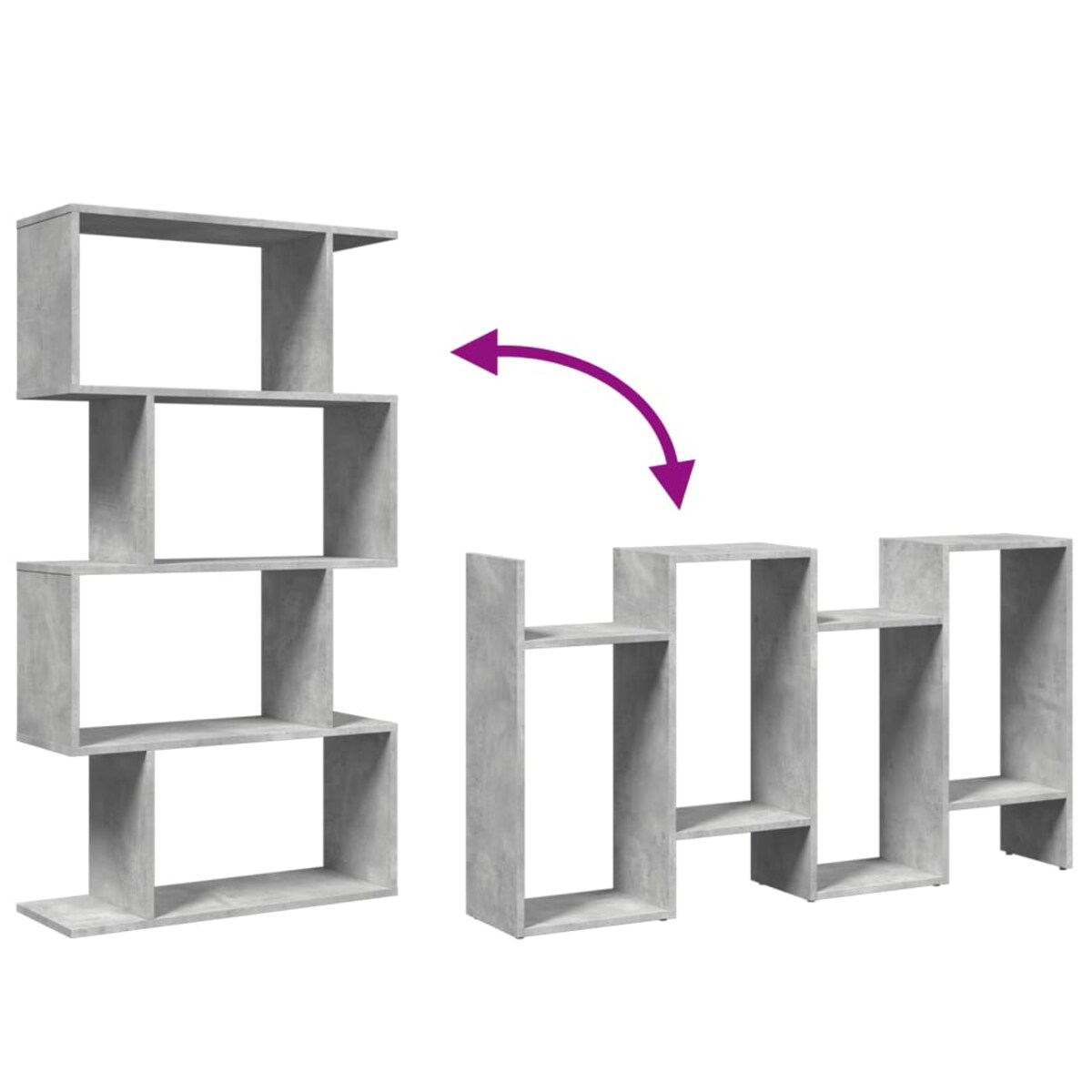 vidaXL Regał przegroda, 4 poziomy, szarość betonu, 70x24x129 cm