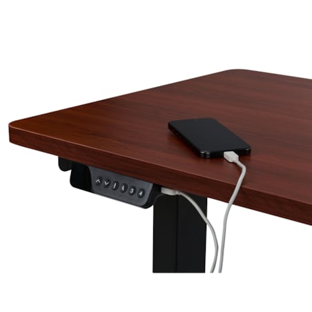 Biurko regulowane Elektryczny Prawostronny Ciemne drewno DESTINES