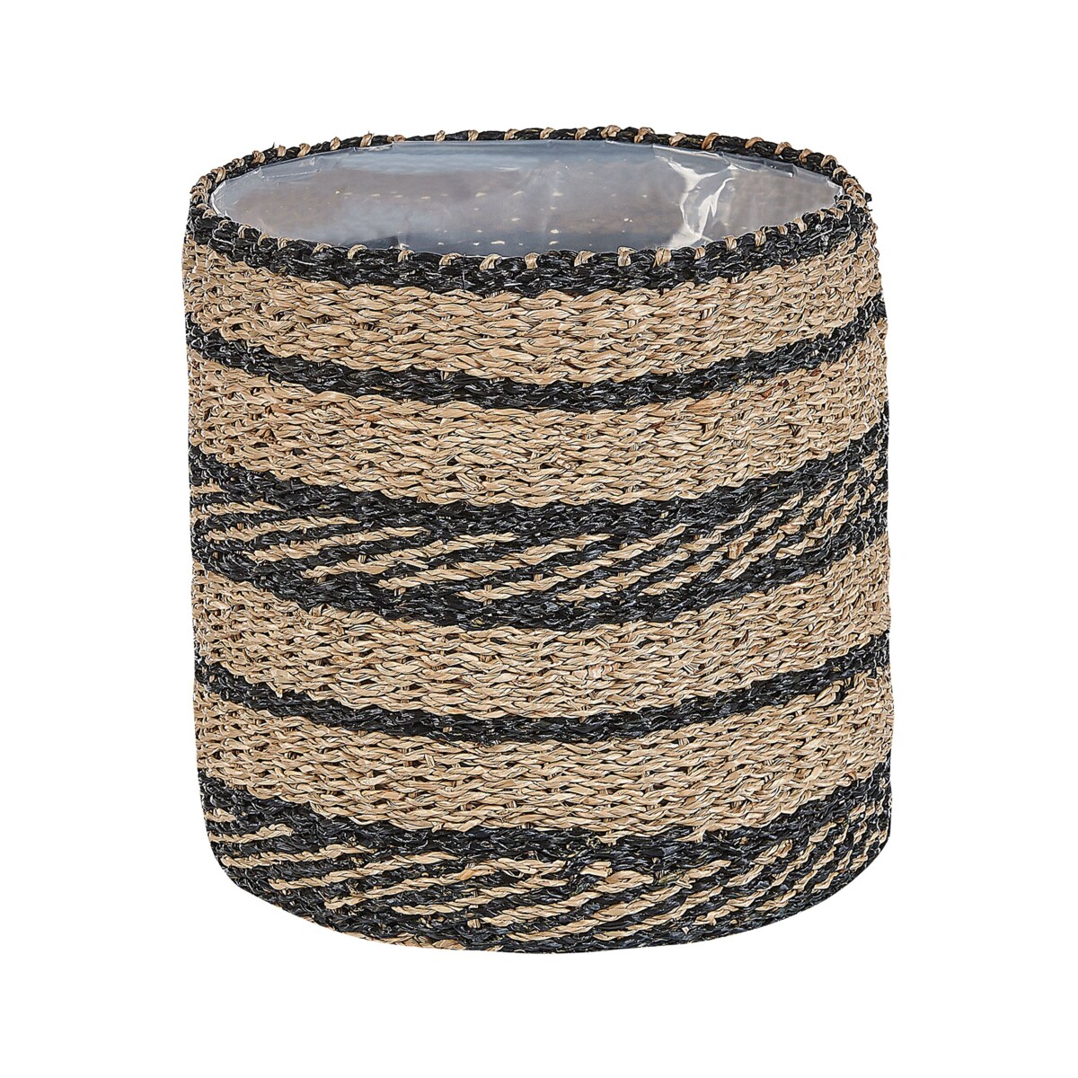 Zestaw 3 koszy na kwiaty z trawy morskiej naturalny z czarnym RASBORA