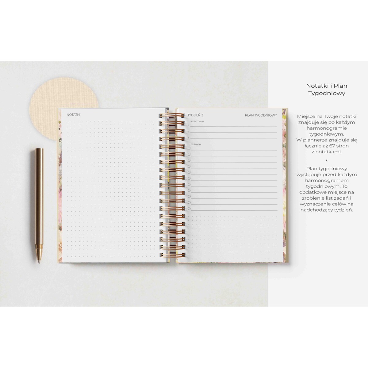 Planner Tygodniowy 2025 na spirali – Arena Silente