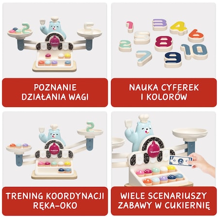 Głodny Miś - Waga szalkowa dla dzieci nauka liczenia Montessori 36 mies.+ Top Bright