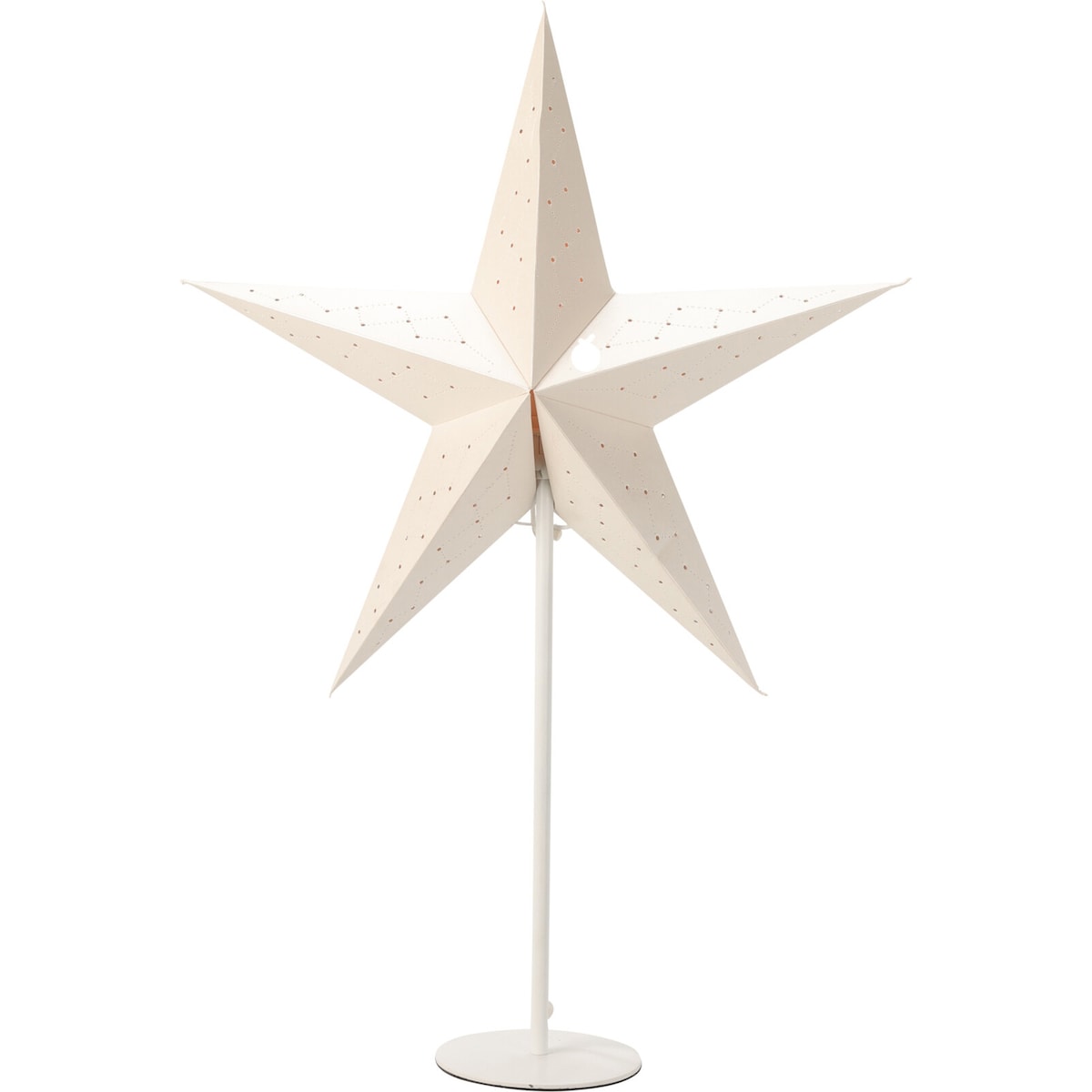 Dekoracyjna gwiazda świecąca z papieru, metalowy stojak, ø 36 cm, LED, kolor biały