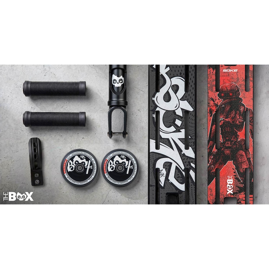Hulajnoga wyczynowa Soke Box czarny SCS ABEC-9 Max Deck 140x553mm XXL zestaw