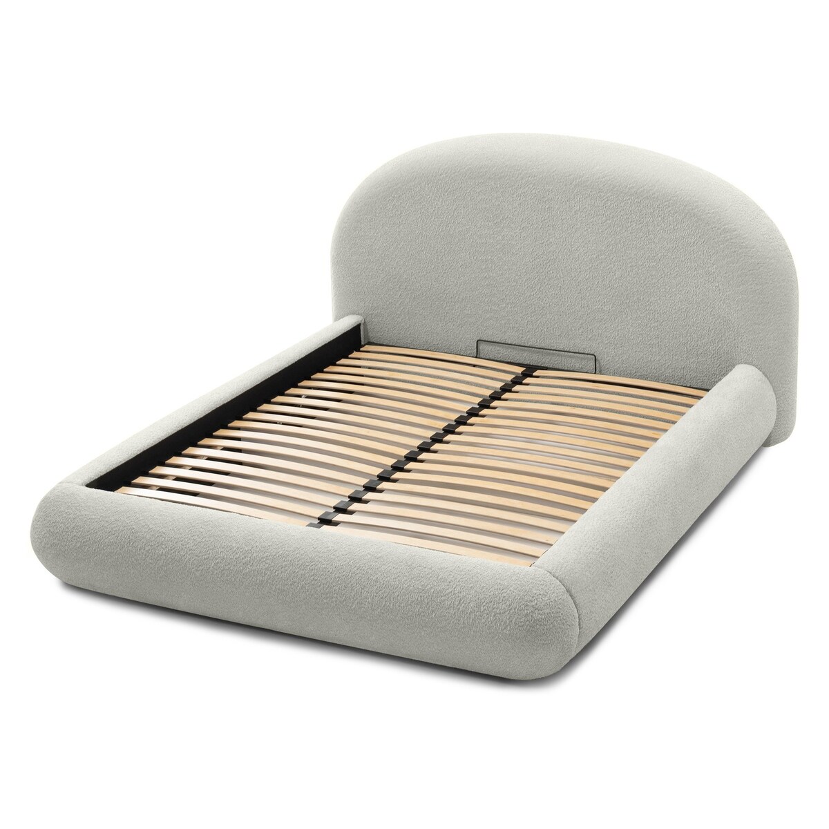 Łóżko tapicerowane 160x200 cm szare bouclé Riaci