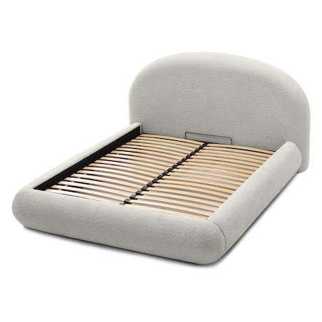 Łóżko tapicerowane 160x200 cm szare bouclé Riaci