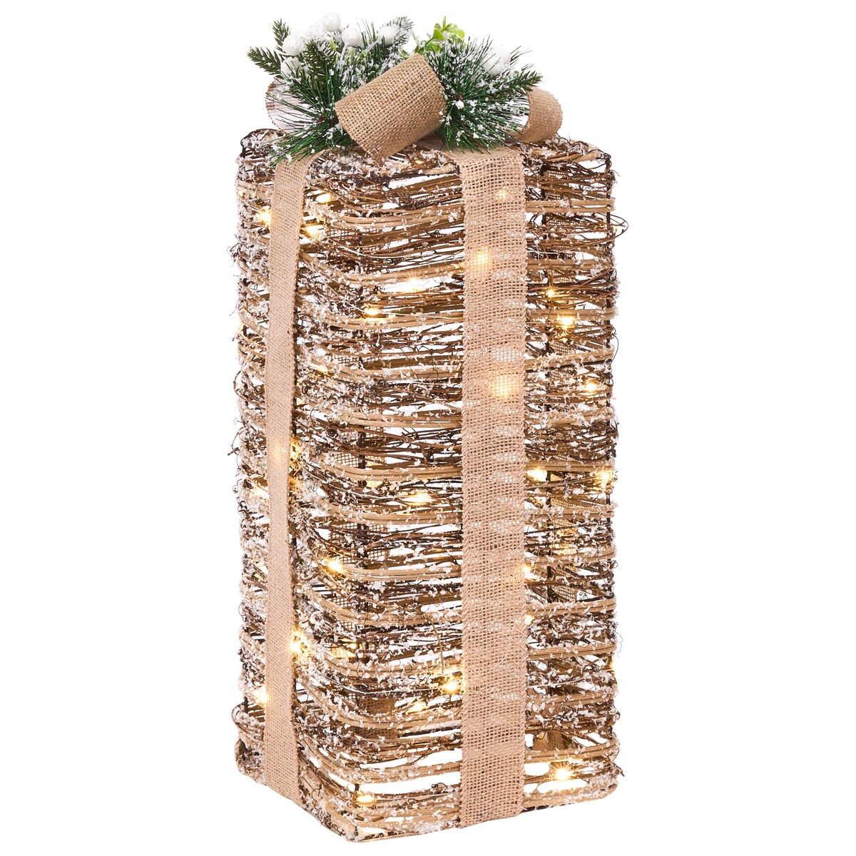 Zestaw 3 dekoracji świątecznych LED VALKAMA 54/45/30 cm Prezenty świąteczne Brązowy