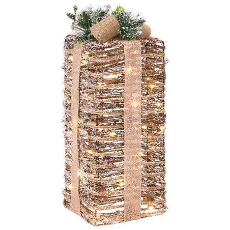 Zestaw 3 dekoracji świątecznych LED VALKAMA 54/45/30 cm Prezenty świąteczne Brązowy