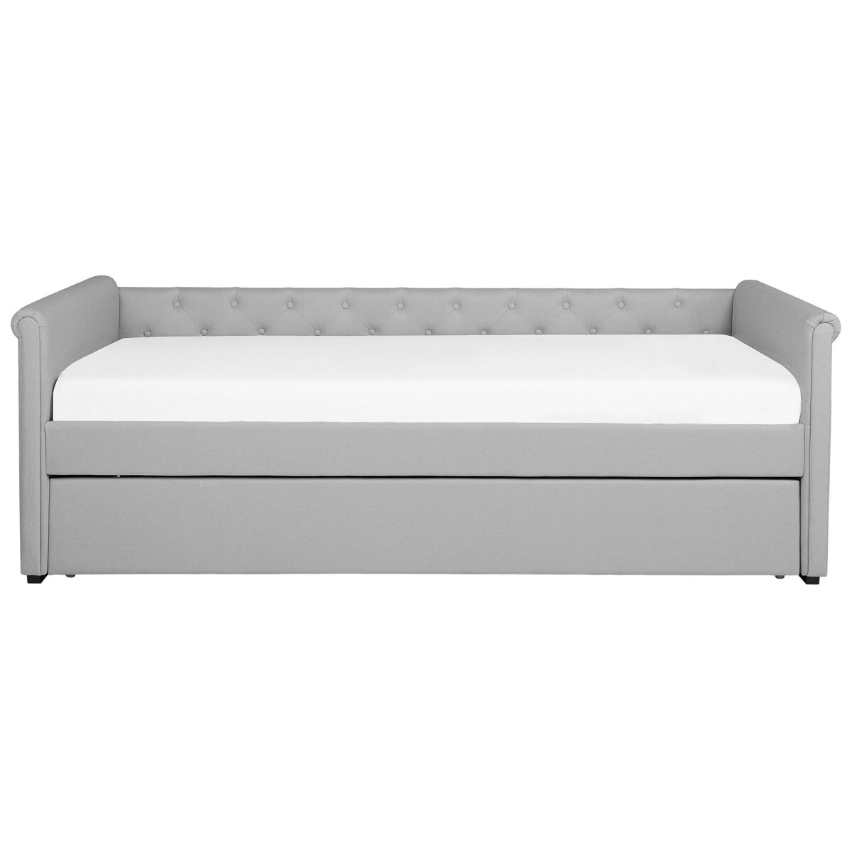 Łóżko wysuwane tapicerowane 80 x 200 cm jasnoszare LIBOURNE