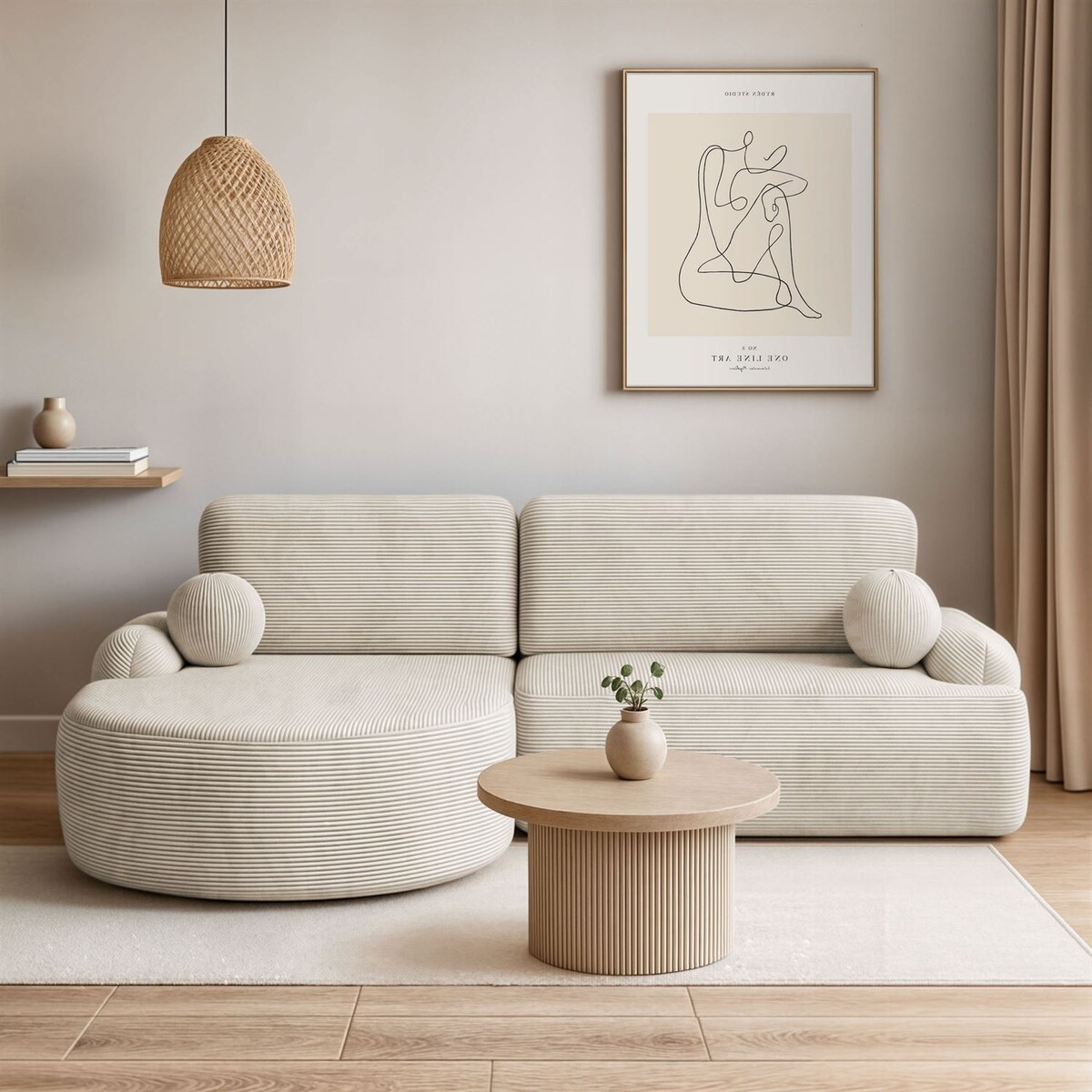 Zaokrąglony narożnik CLEO II z funkcją spania, wersja lewa, Poso 105