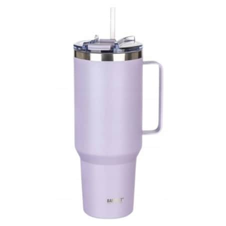 KUBEK PODRÓŻNY TERMICZNY termos 1200 ml ze słomką na napoje wysoki liliowy