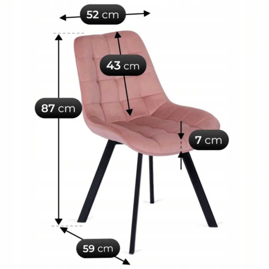 Krzesło RICK Róż Tapicerowane do Jadalni Welurowe