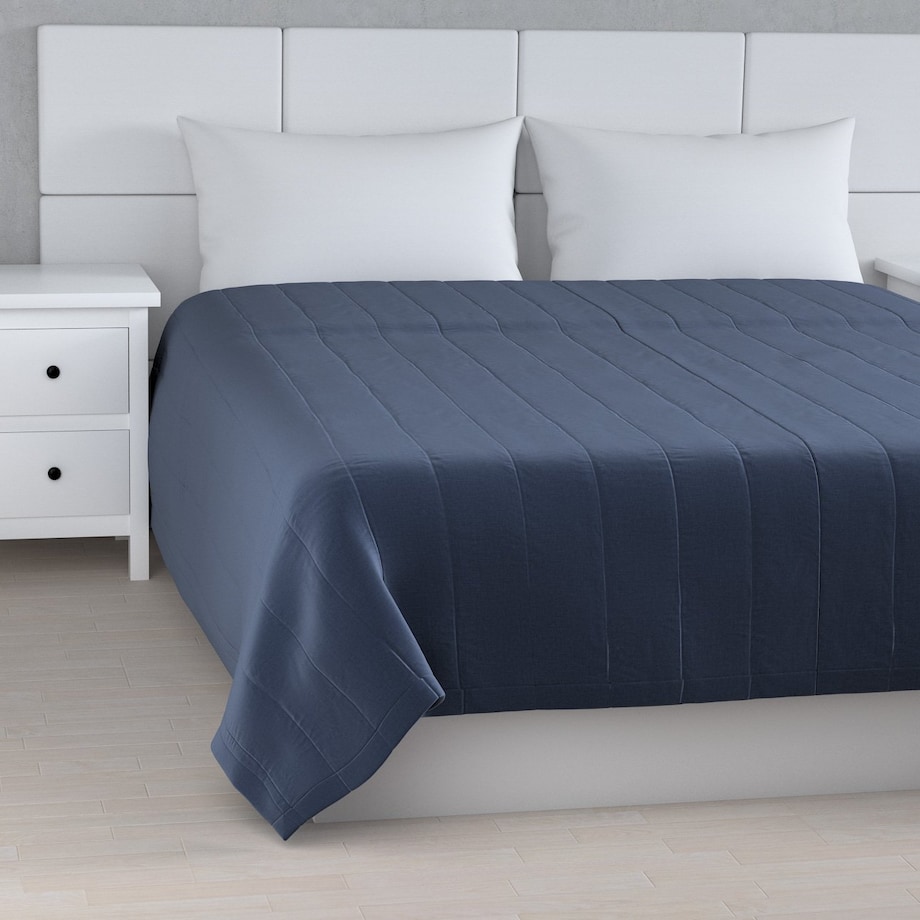 Narzuta pikowana w pasy 260x210 granatowy welwet