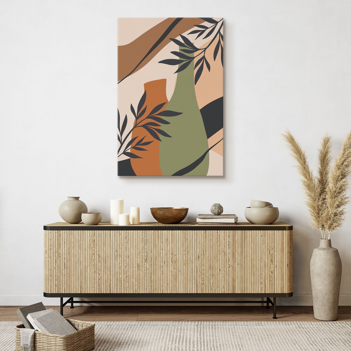 Obraz Oliwkowe Dzbanki Pośród Palm 80x120cm