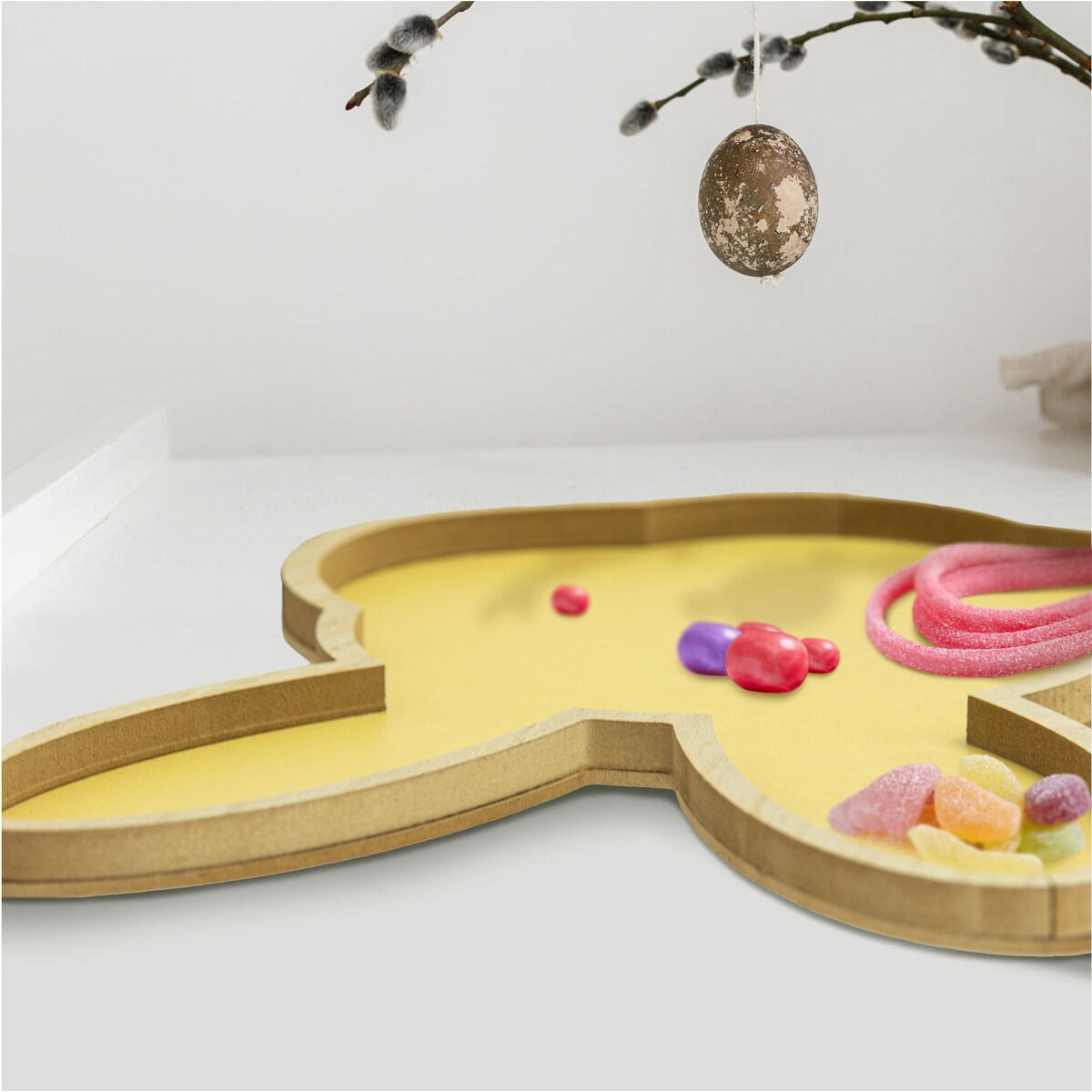 Podstawka Wielkanocna Tacka Zając Królik Dekoracja Żółty 30,5X21,5 Cm