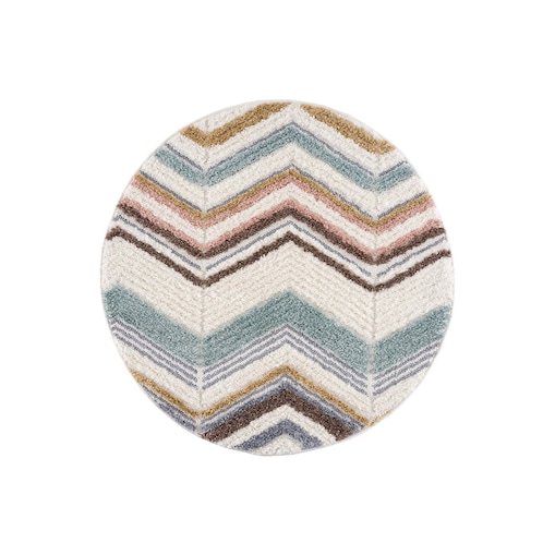 Dywan okrągły z efektem high low w paski i zygzaki Focera 30090 Wielokolorowy 200x200