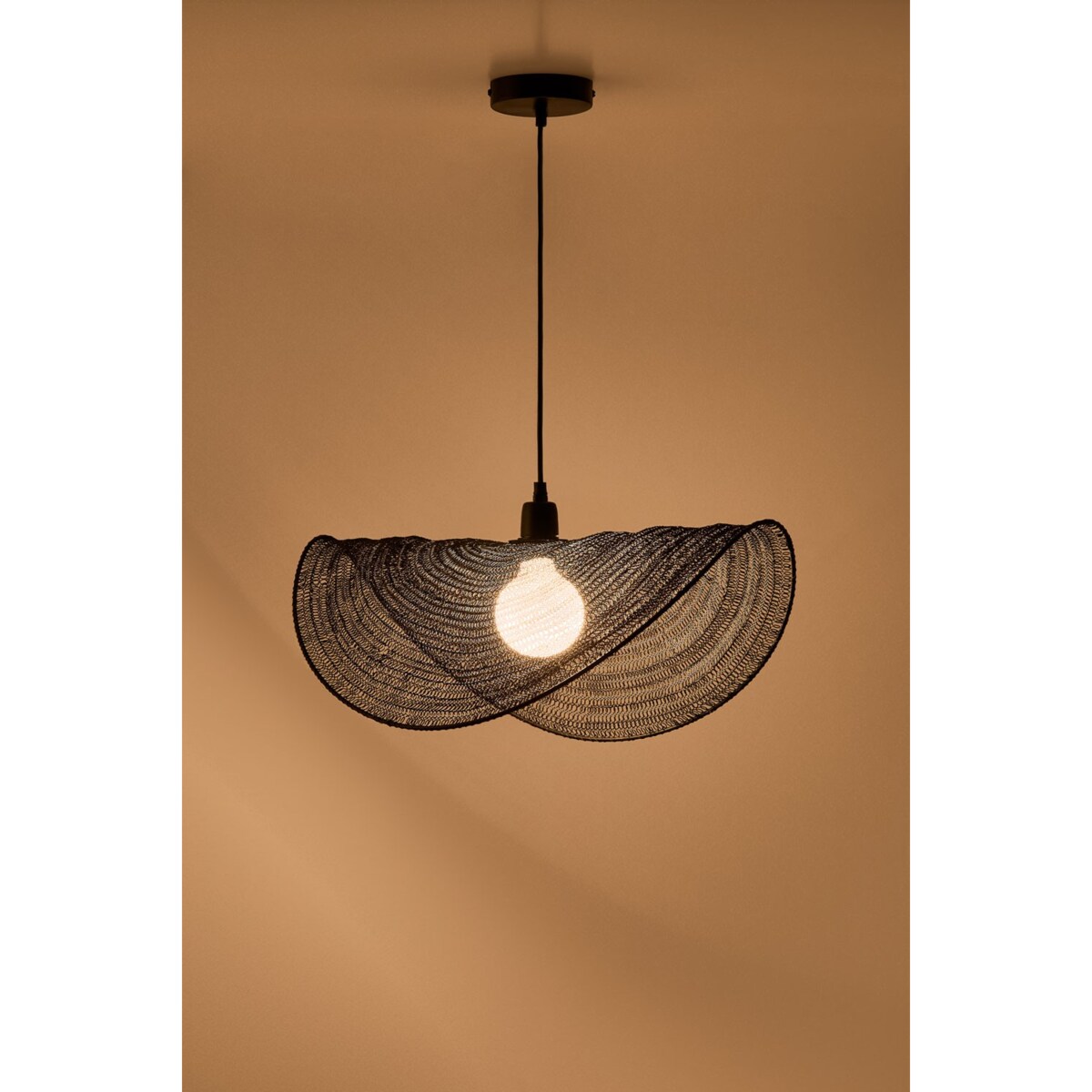 Lampa wisząca z drucianej siatki Garaine 58 cm, czarna