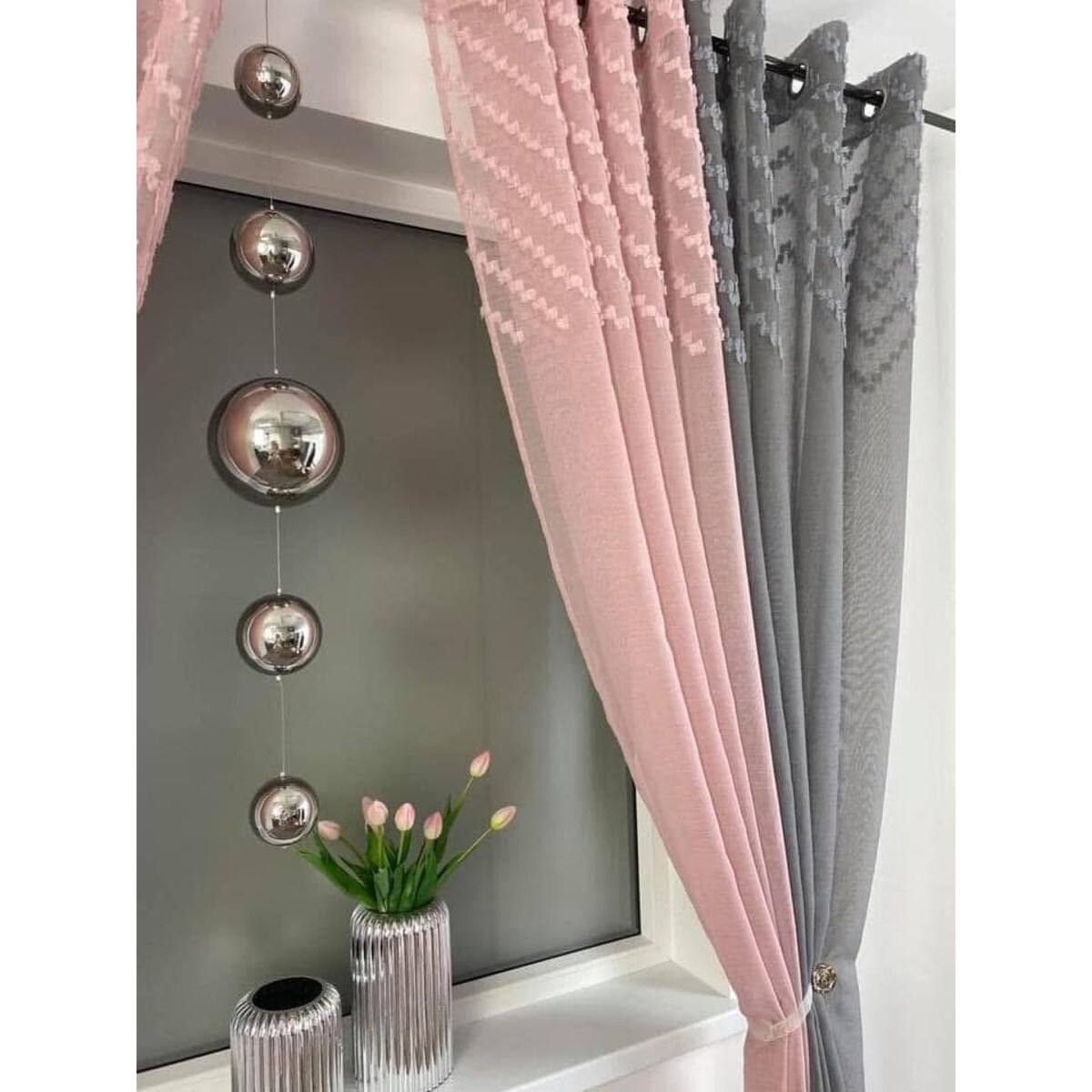 Firana "pastella" 140x250 cm pudrowy róż