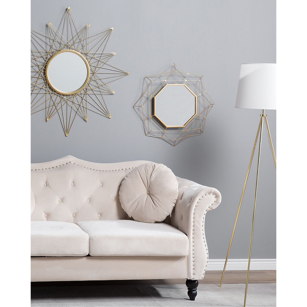 Metalowe lustro ścienne ø 60 cm złote HILLION