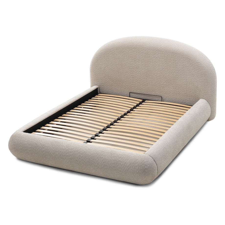 Łóżko tapicerowane 160x200 cm beżowe bouclé Riaci