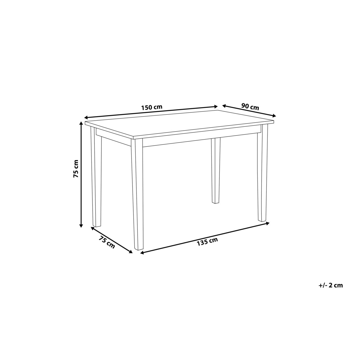 Stół do jadalni drewniany 150 x 90 cm jasny z czarnym GEORGIA