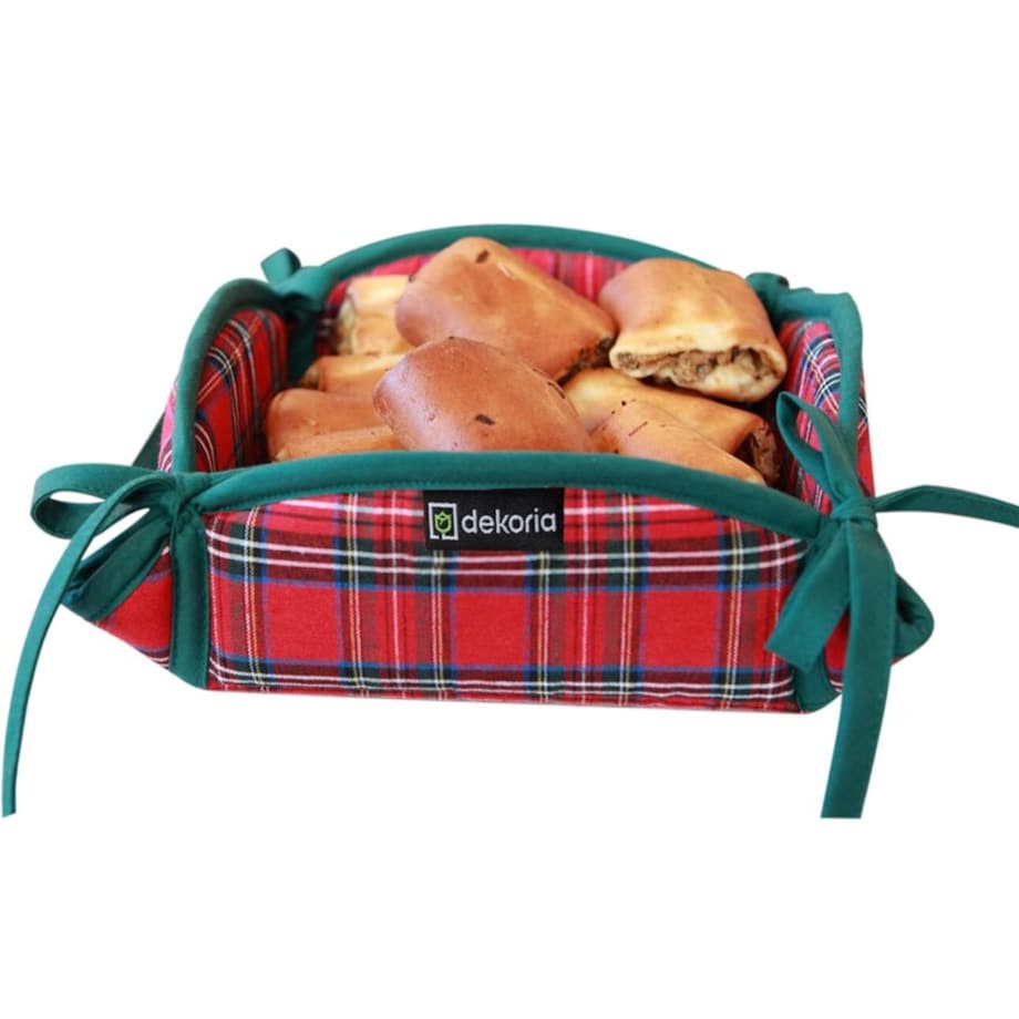 Koszyk, czerwona kratka, 20 x 20 cm, Quadro